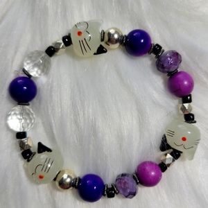 Handmade Meow Meow beaded bracelet